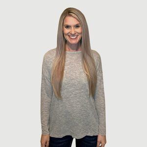 Open Back Long Sleeve Knit Top Heather Gray